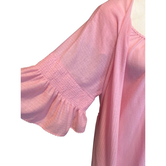 Vanity Fair Pink Peignoir & Nightgown Made In USA Lightweight Knit Short Sleeve - Picture 8 of 13